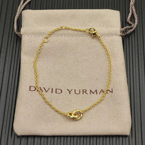 David Yurman Gold Double-Ring Twisted Bracelet